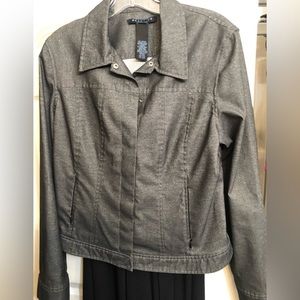 Kenneth Cole  size large black Jean jacket silver threaded denim with shimmer